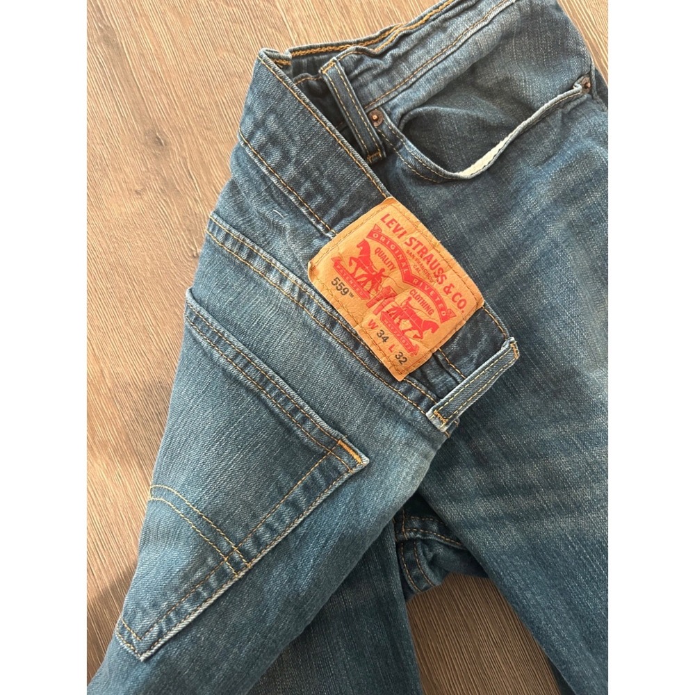 Levis 559 Relaxed Straight Leg Jeans Mens 34x32 Medium Wash Blue 00559-0340 - Picture 6 of 12